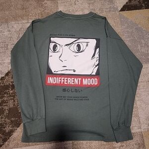 ZARA ANIME T-SHIRT UNISEX Round Neck T-shirt With Cuffed Long Sleeves.